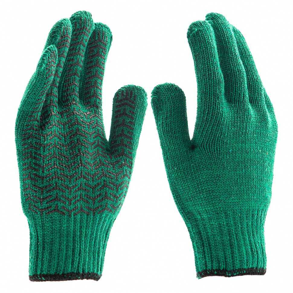 Перчатки трикотажные усиленные, гелевое ПВХ-покрытие, 7 класс, зеленые Россия Сибртех Перчатки с ПВХ покрытием фото, изображение