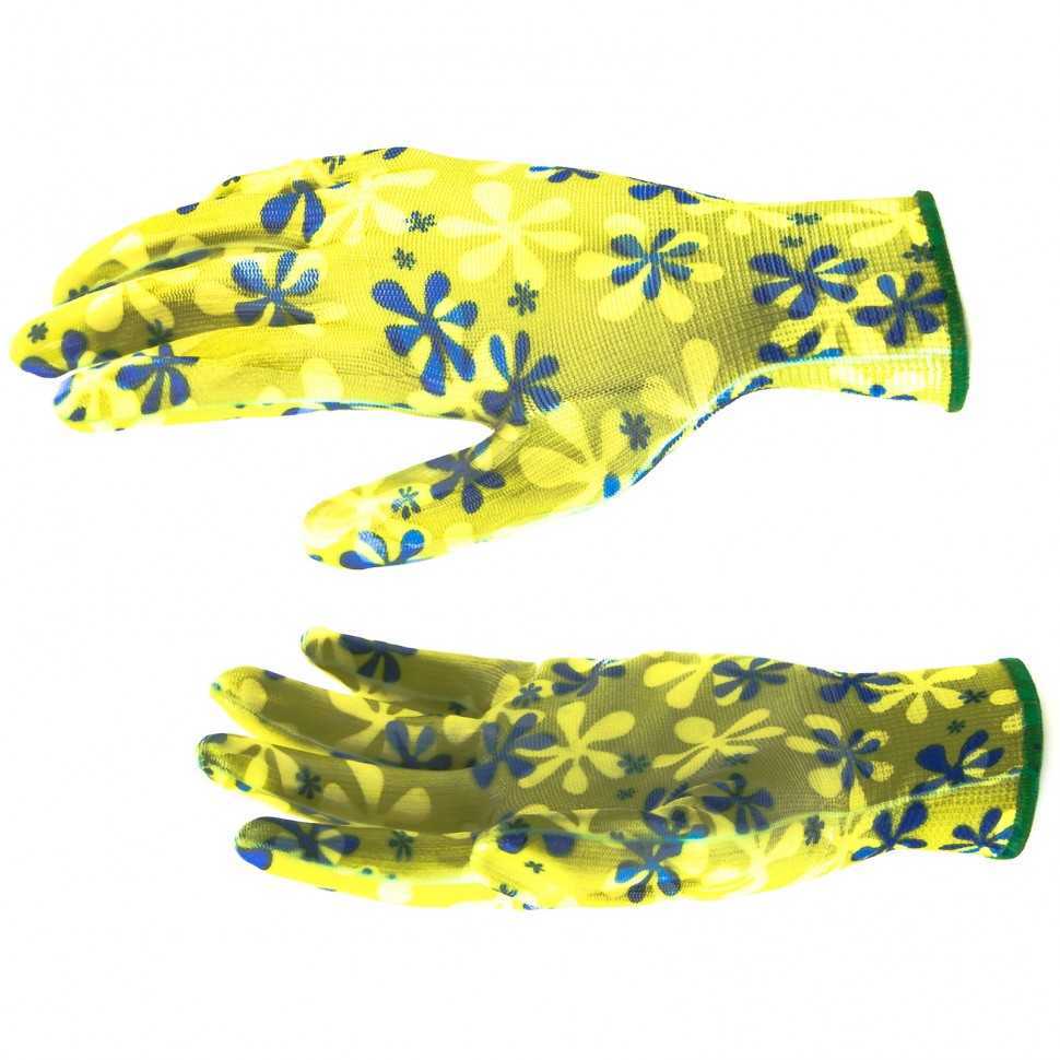 Перчатки садовые из полиэстера с нитрильным обливом, зеленые, M Palisad Садовые перчатки фото, изображение