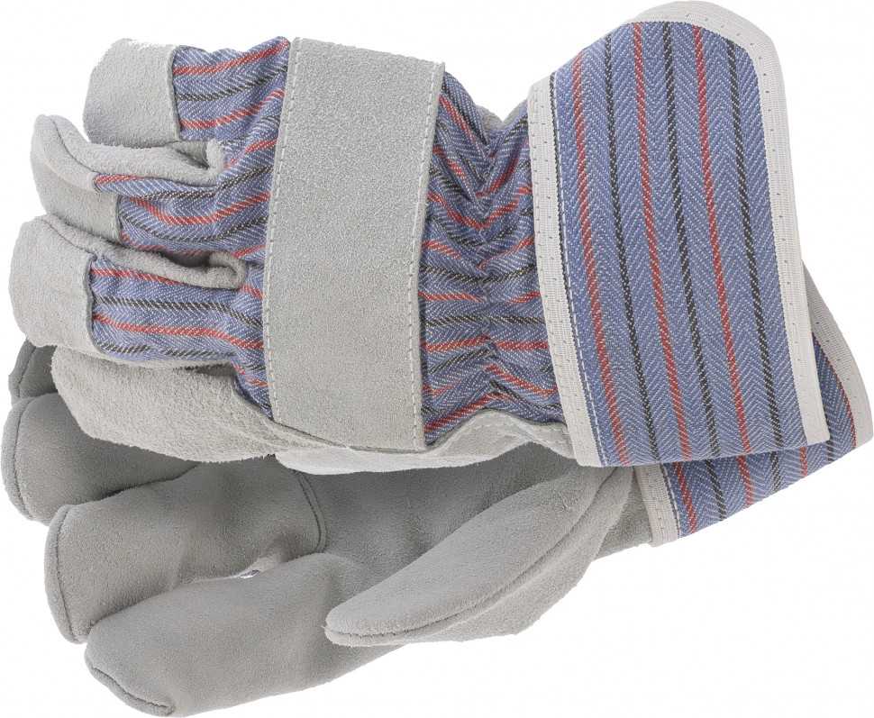 Перчатки спилковые комбинированные, размер XL, Сибртех Садовые перчатки фото, изображение
