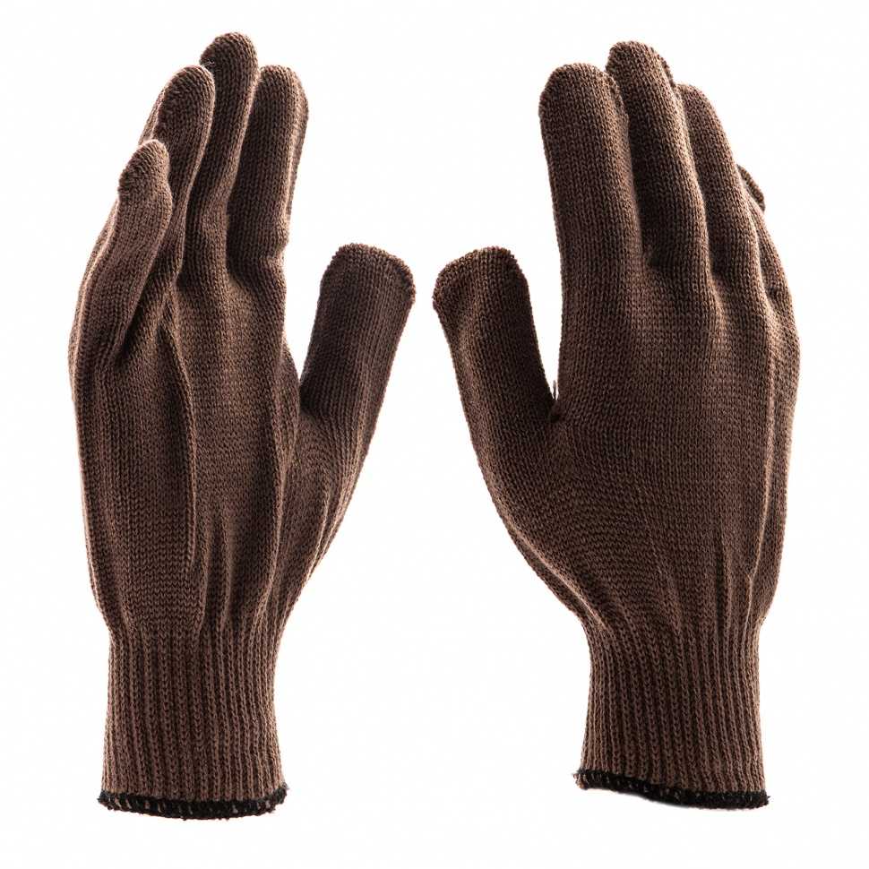 Перчатки трикотажные, акрил, коричневый, оверлок Россия Сибртех Садовые перчатки фото, изображение
