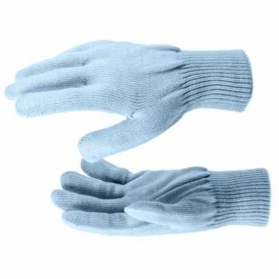 Перчатки трикотажные, акрил, цвет зенит, двойная манжета Россия Сибртех Садовые перчатки фото, изображение